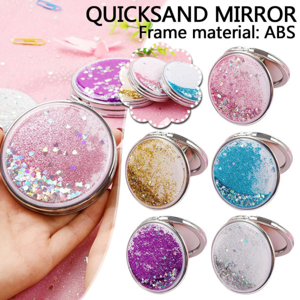 Förstorande Compact Travel Handheld Makeup Mirror Folding Cosmeti pink  round 