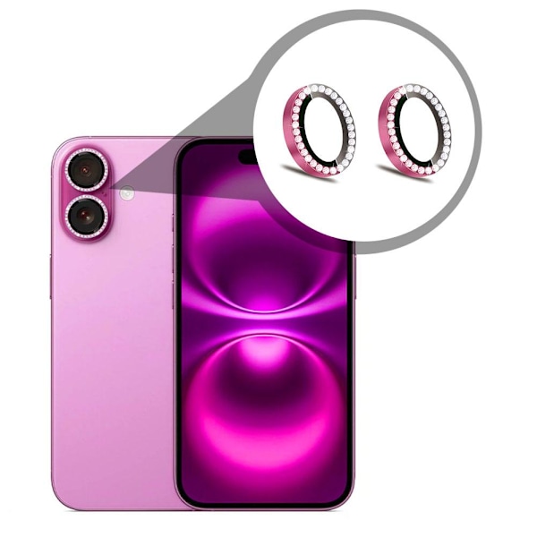 För Iphone16/16plus Lyxigt Kameraskydd Metall G0g7 Glas Härdat Lins Pink 1pcs