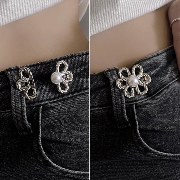 Justeringsknapp Metall åtdragning Midjeband Pin plagg Jeans W sliver one-size
