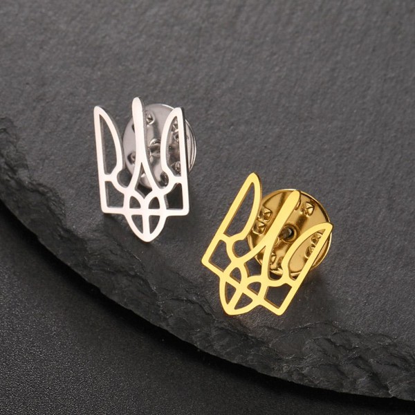 \"Ukraina i hjärtat\" Trident Pin Broscher Metallmärken Knappnålar R6Q4 P2Z8 Golden One size