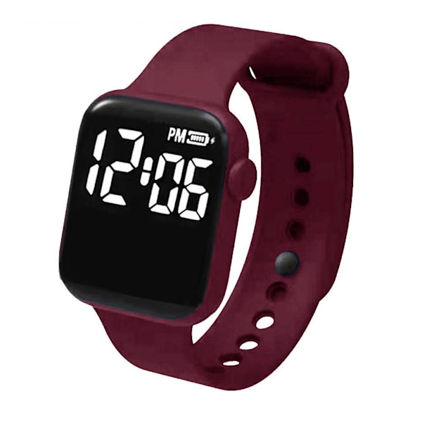 LED Elektronisk Klocka Mode Regnbåge Fyrkantig Silikonklocka Studentarmband Fitness Mode J5O4 Red One size