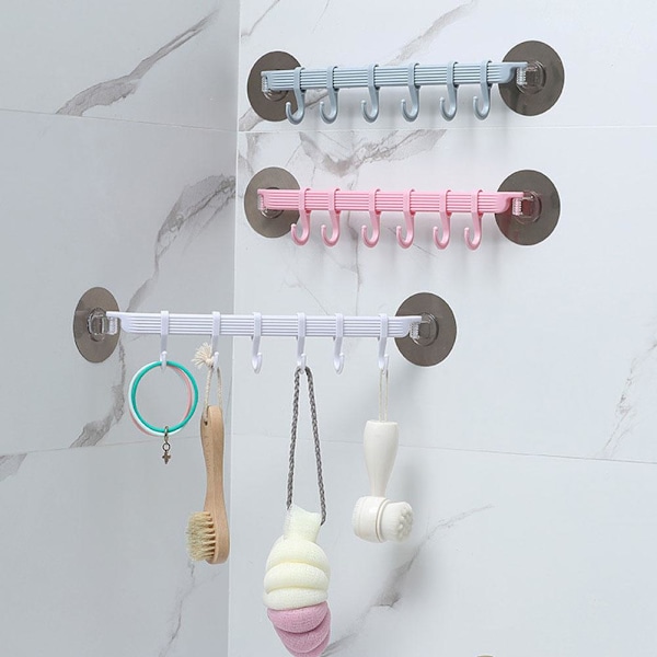 6 Krokar Vägg Vakuum Rack Sugkopp Handduk Badrum/Kök Hållare Sugpropp R3N8 white 1PC