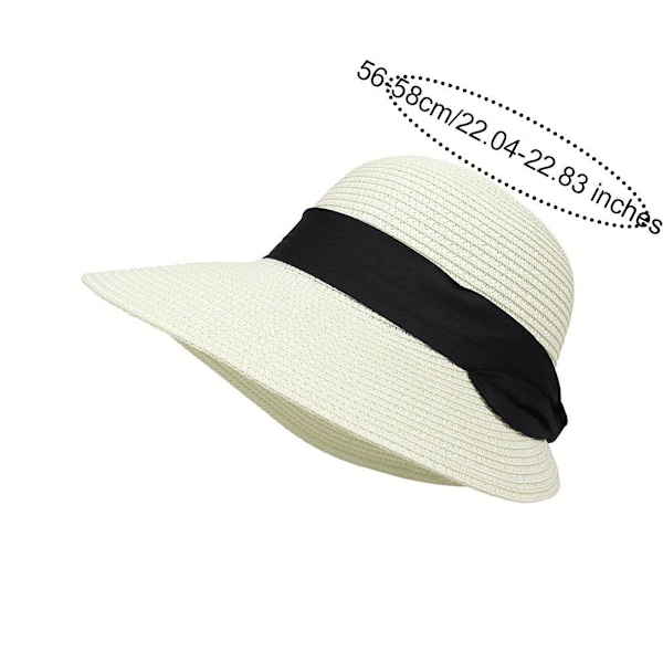 Vikbar Dam Dam Sommar Sol Strand Floppy Derby Hatt Halm Hink Brätte W1Z6 beige one-size