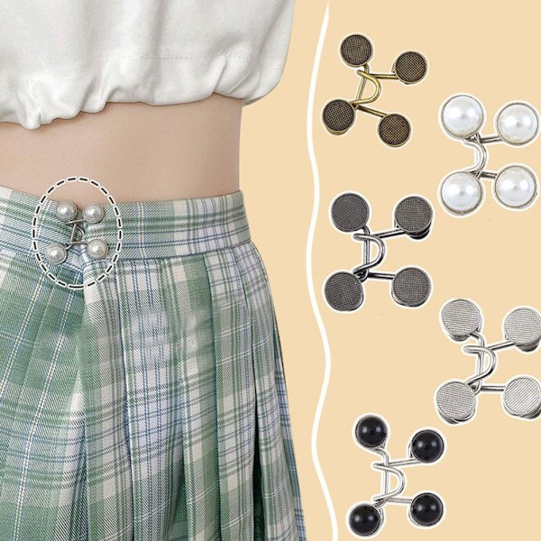 1x Byxmidja Åtdragare Justerbar Jeansknapp Clip Utan Sömnad USS Rhinestone one size