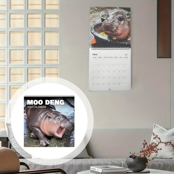 Moo Deng Kalender, Roliga Hippo Väggkalendrar, 2025 Moo Kalendrar Deng 'AU.
