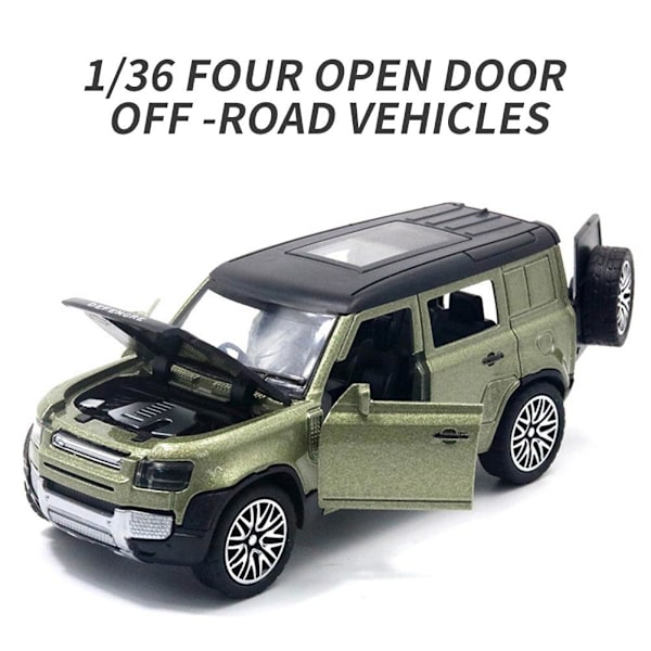 1:36 Land Rover Defender Suv Diecast Legering Metall Lyxbil Modell Dra Tillbaka Bil För Barn H9l7 green one-size