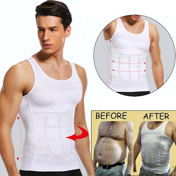 Herr Underkläder Slimmande Kroppsformande Väst Bröstkompressionströja Formare Midja Abs Mage Tank Top Undertröja Magekontroll black M