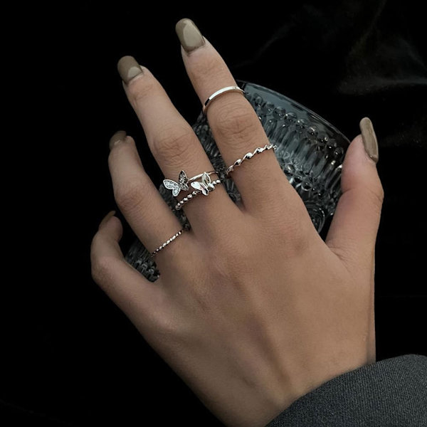 Fjärilsring för kvinnor, nischdesign, mode, personlig, elegant pekfingerring O0a0