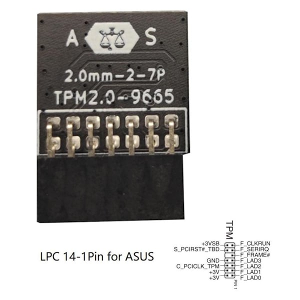 GIGABYTE TPM-säkerhetsmodul (12 stift 12-1) TPM2.0-kompatibel Pla For GIGABYTE LPC 12PIN  One-size