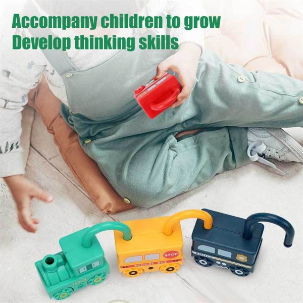 Baby lärande lås med nyckel Bilspel Montessori pedagogisk leksak blue onesize