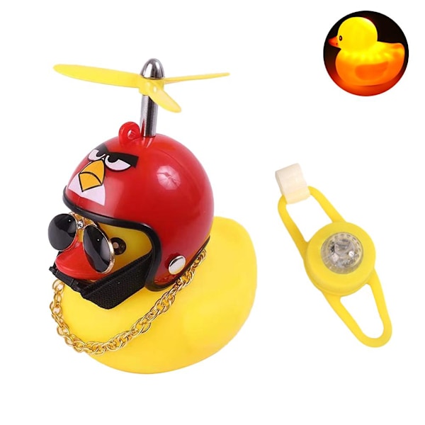 Bil Söt Liten Gul Anka Med Hjälm Propeller Vinddriven Anka Bil Styling Ornament U4e1 009 Vibration light + fixing belt