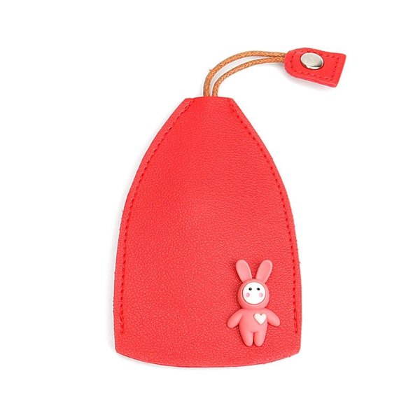 PU Läder Kreativ Utdragbar Söt Stor Kapacitet Bil Nyckelring Nyckel. Red rabbit2 One-size