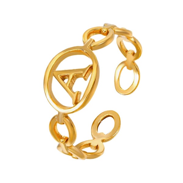 Ihåliga Initial Bokstavsringar För Kvinnor Guld Färg Länk Justerbar Öppen ∫ы T Z2T5 Gold color onesize