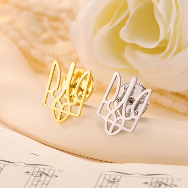 \"Ukraina i hjärtat\" Trident Pin Broscher Metallmärken Knappnålar R6Q4 P2Z8 Golden One size