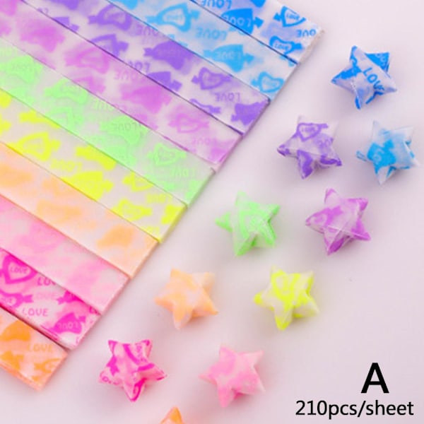 QAOlDH 210 ark Luminous Origami Stjärnor Papper Färgglada Handgjorda A 210pcs