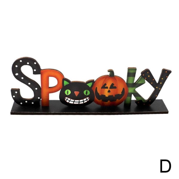 Halloween bokstäver Träbord Dekor Pumpa Cat Sign Topper DIY Multi-colorD D