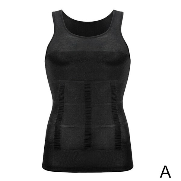 Herr Underkläder Slimmande Kroppsformande Väst Bröstkompressionströja Formare Midja Abs Mage Tank Top Undertröja Magekontroll black M