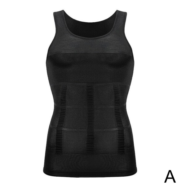 Slimming Stretchy Shapewear Vest Skjorta för män Sportkompression black M