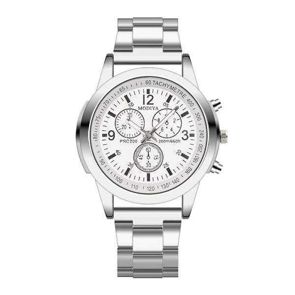 Mode Quartz Klocka Stålarmband Herrklocka Presentklocka T1E3 White One size
