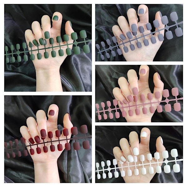 24 st matta korta nagelbitar i hudton gray pink  24pcs