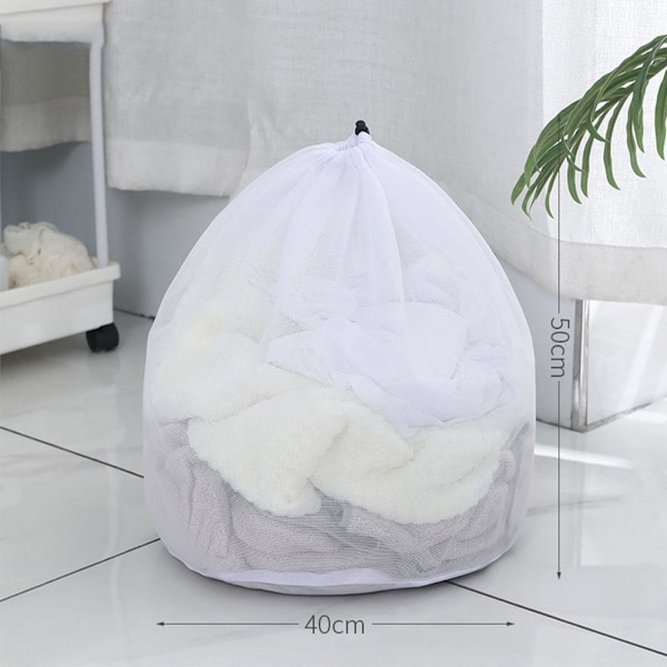 Stora tvättnätspåsar slitstark finmaskig tvättpåse dragsko med för stora låsbara kläder R0R2 whiteC 50*60cm