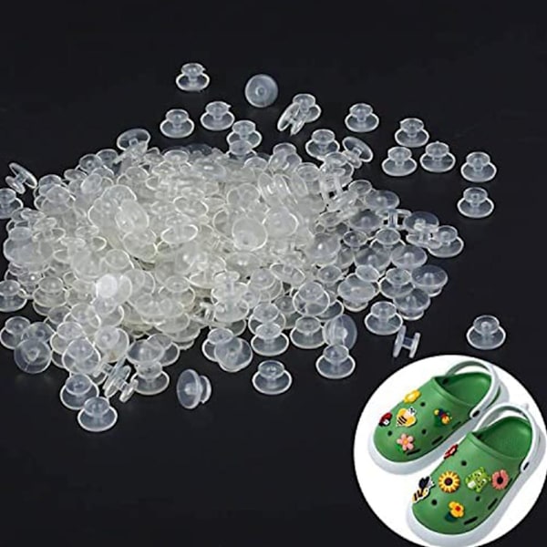 100 st DIY plast knappar svarta dekorationer för skor Croc spänne transparent 100 pcs