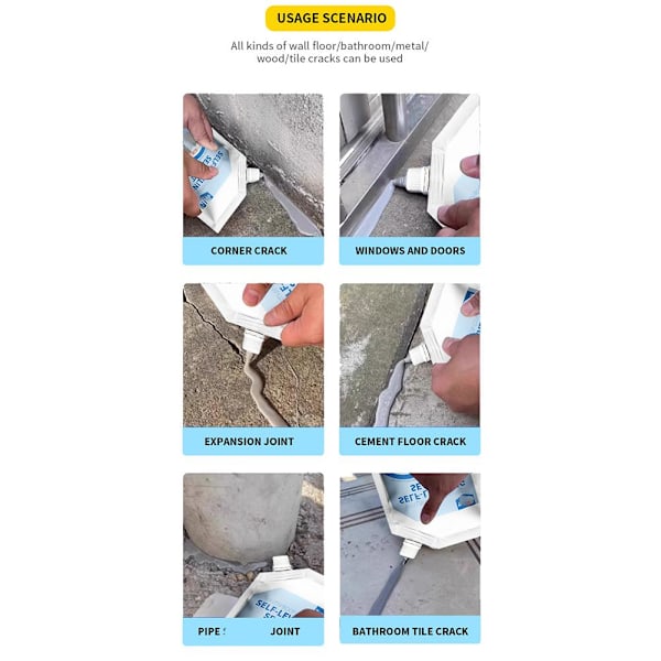 Magisk sprickfyllare för betong, självnivellerande tätningsmedel, betongfogmassa, snabbtorkande vattentät försegling för utomhusbruk, hemreparationer Gray 3pcs