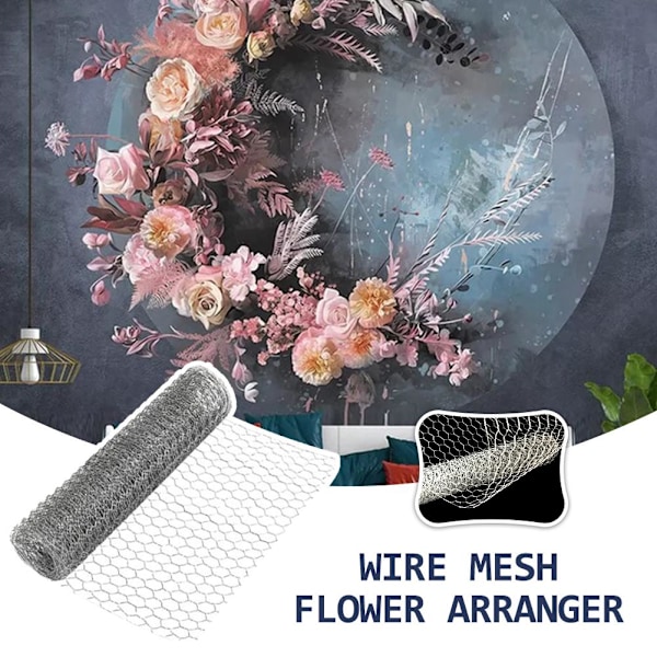 Pessrrtewg Hönsnät, Galvaniserat Hexagonalt Metall Hönsnät, Blomsternät, Fjäderfänät Trådstängsel Arrangemangstråd  whiteC 13.7in×118in