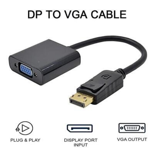 1080P FHD Display Port DP Hane till VGA Hona Konverteringskabel Adapter