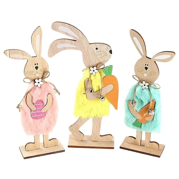 Påskhare 3-delars Set Hem Skrivbordsdekoration Handgjorda Hantverk Dekoration ﻿ ﻿ A 3pcs