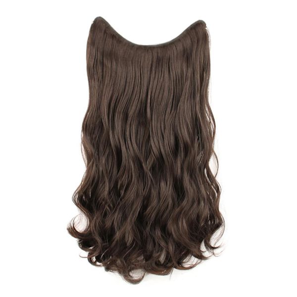Lång lockig och vågig peruk för damer^ brown black 60CM