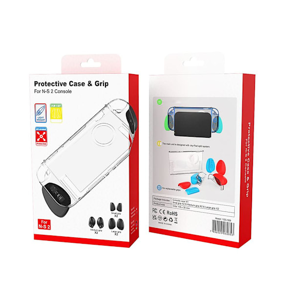 För Nintendo Switch 2 (2025) NS 2 Dockningsbar Delad Skal Skyddsfodral ~HET~REA! black grip Transparent shell