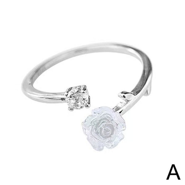 Mode Ros Blomma Ringar För Kvinnor Koreansk Öppning Justerbar Nytt Finger E2F3 B One size