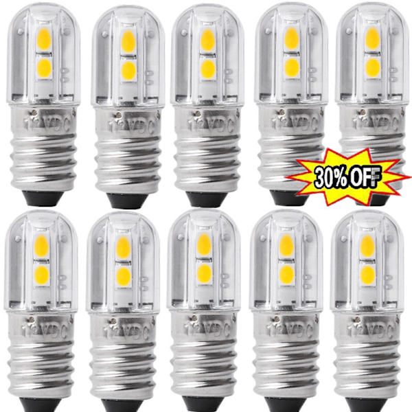 2/6/10X 6V/12V E10 COB LED Skruv Sockel Ficklampslampa Vit/Varm✨✨ 6V white 2pcs