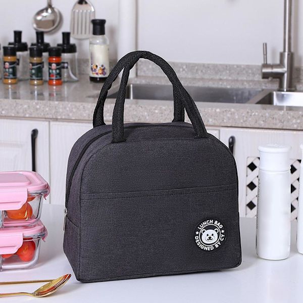 Fräscha Kylväskor Vattentät Nylon Bärbar Dragkedjeväska Lunch Termisk Oxford U7s1 Gray 1pcs