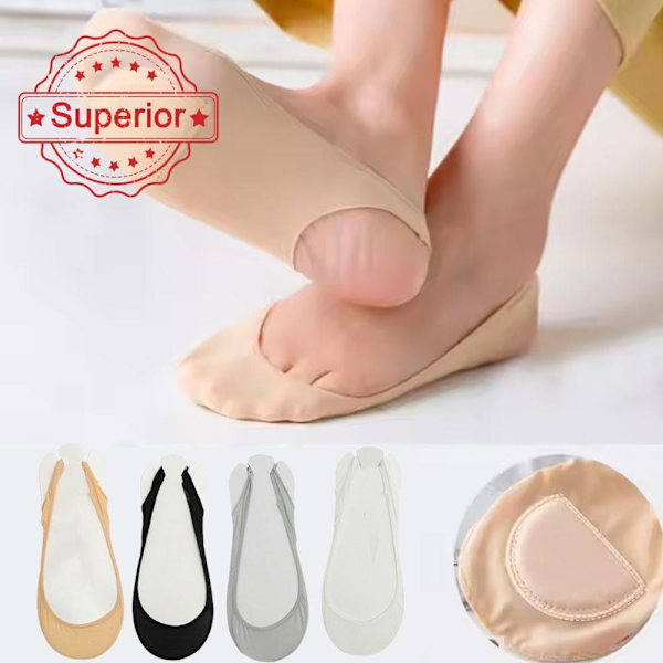 Silikon Halkfria Osynliga Bomullsstrumpor Damsockor Tunna Båtsockor K7q4 skin one size