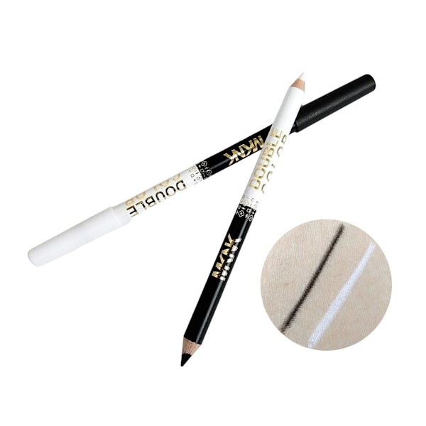 2-i-1 Eyelinerpenna Vattentät Mjuk Långvarig Dubbelanvändning Svart Eyeliner black+white 1.1g