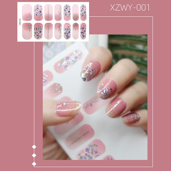 Europeisk Amerikansk Mode Tryckta 3d Nagelstickers Helt Täckta Med Nagellacksfilm Glitter K5t2 I 1pcs