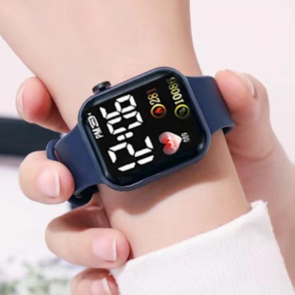LED Elektronisk Klocka Mode Regnbåge Fyrkantig Silikonklocka Studentarmband Fitness Mode J5O4 Red One size