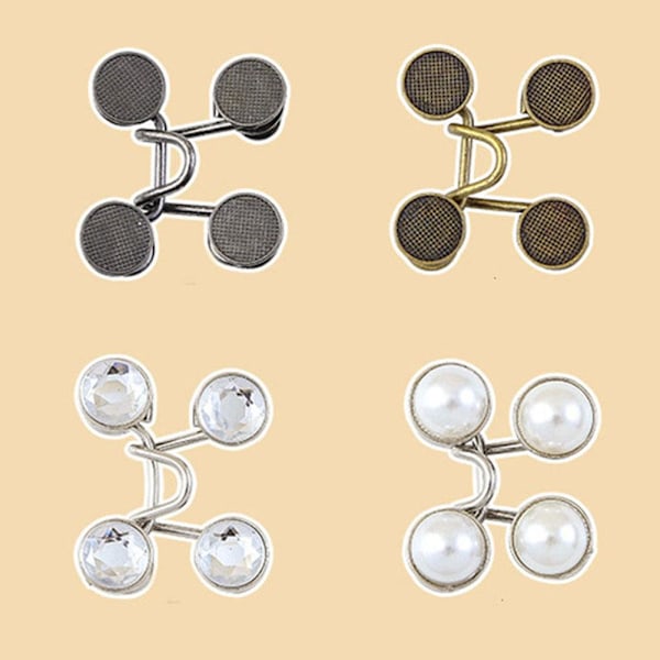 1x Byxmidja Åtdragare Justerbar Jeansknapp Clip Utan Sömnad USS gold one size