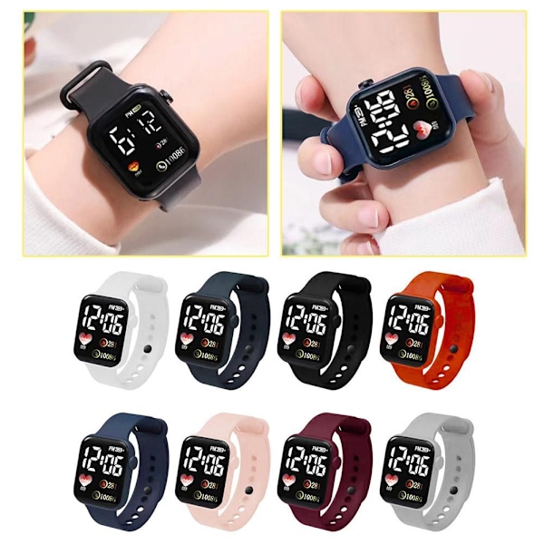 LED Elektronisk Klocka Mode Regnbåge Fyrkantig Silikonklocka Studentarmband Fitness Mode J5O4 Red One size