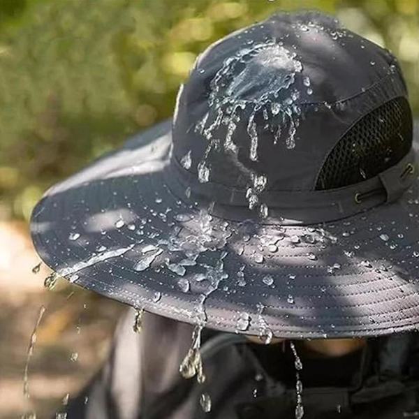 Solhatt för män och kvinnor med nackskydd UPF 50+ UV-skyddande vandrings- och fiskehattar ＋ Khaki onesize