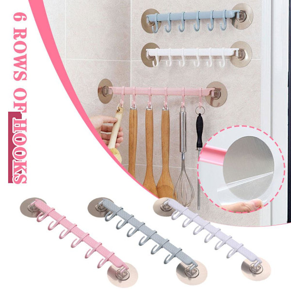 6 Krokar Vägg Vakuum Rack Sugkopp Handduk Badrum/Kök Hållare Sugpropp R3N8 white 1PC