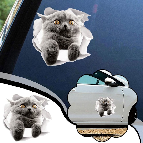 Bilsticker Katt 3D Stereoskopisk Syn Självhäftande Papper 3D D 1pcs