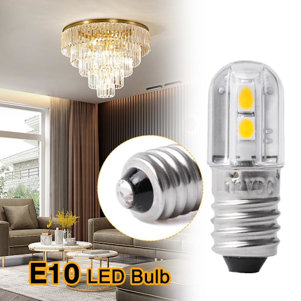2/6/10X 6V/12V E10 COB LED Skruv Sockel Ficklampslampa Vit/Varm✨✨ 6V white 2pcs