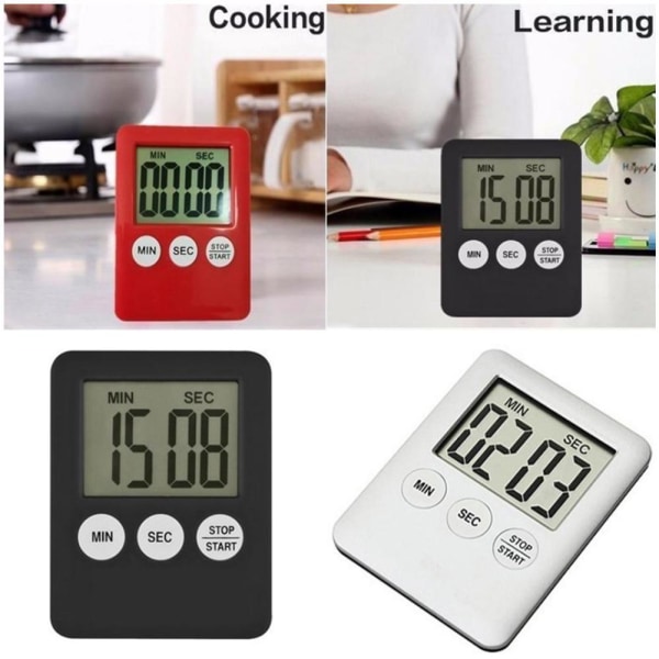 weeee Digital kökstimer Multifunktionell elektronisk timer LCD silver 1pcs