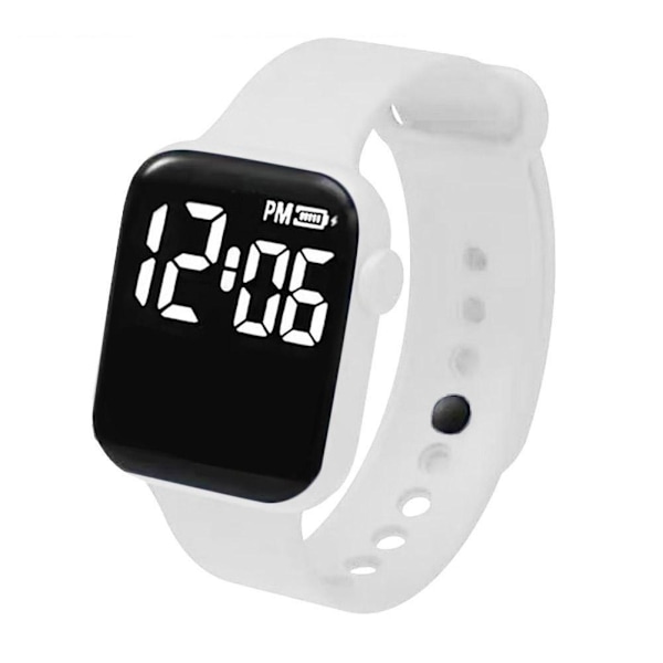 LED Elektronisk Klocka Mode Regnbåge Fyrkantig Silikonklocka Studentarmband Fitness Mode J5O4 White One size