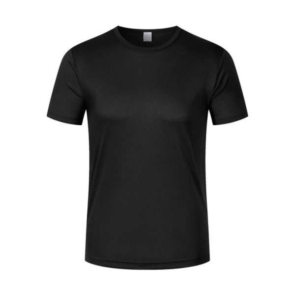 Sommar snabbtorkande t-shirt herrsport utomhus elastisk stor S black M