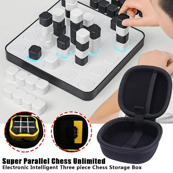 För Giiker Tic Tac Toe Bolt Spel 3-i-1 Handhållet Pussel Väska Förvaringsspel D8l6