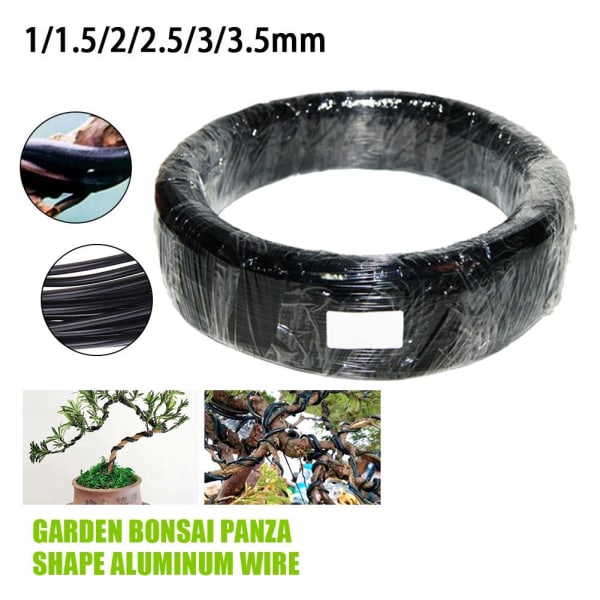 Svart Bonsai Wires Anodiserad Aluminium Bonsai Training Wire Totalt 3.0mm*5m One-size